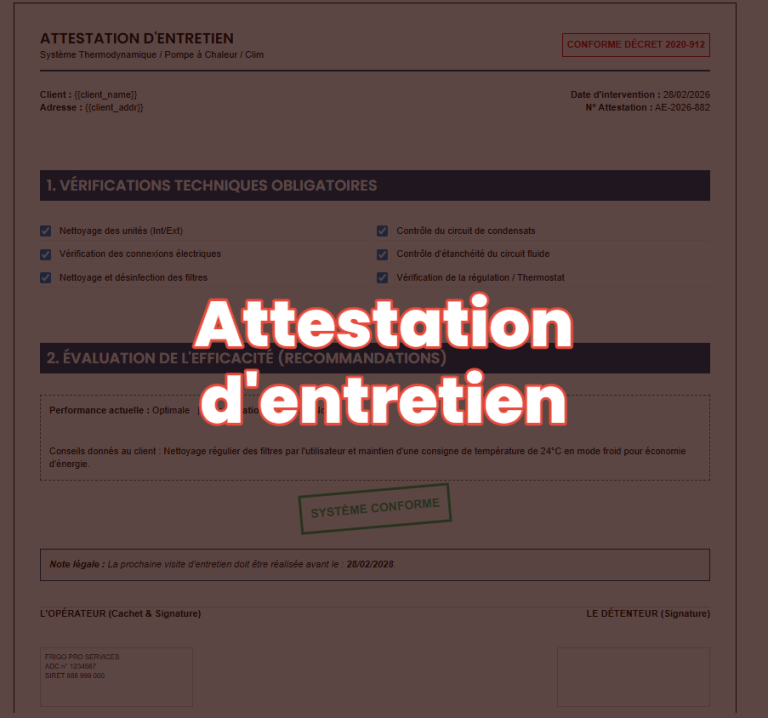 Attestation d'entretien