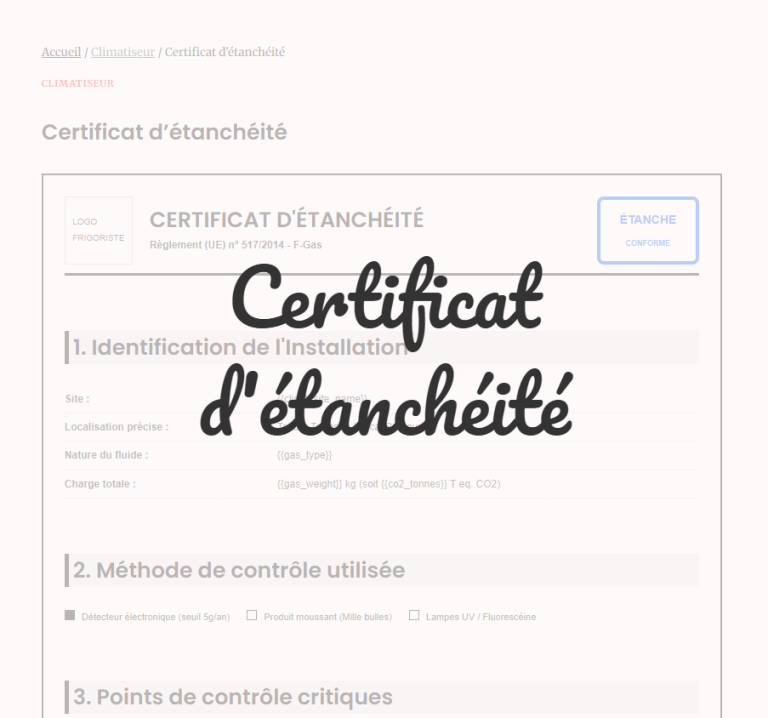 Certificat d'étanchéité