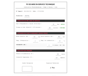 PV de mise en service technique