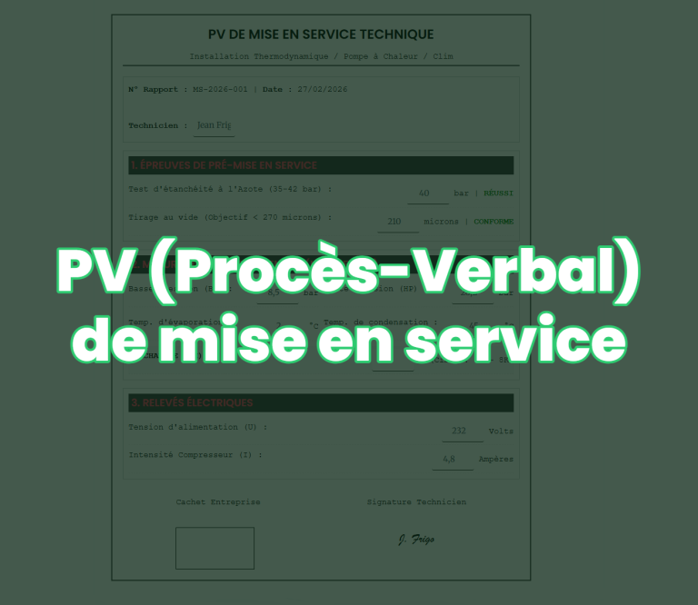 PV (Procès-Verbal) de mise en service